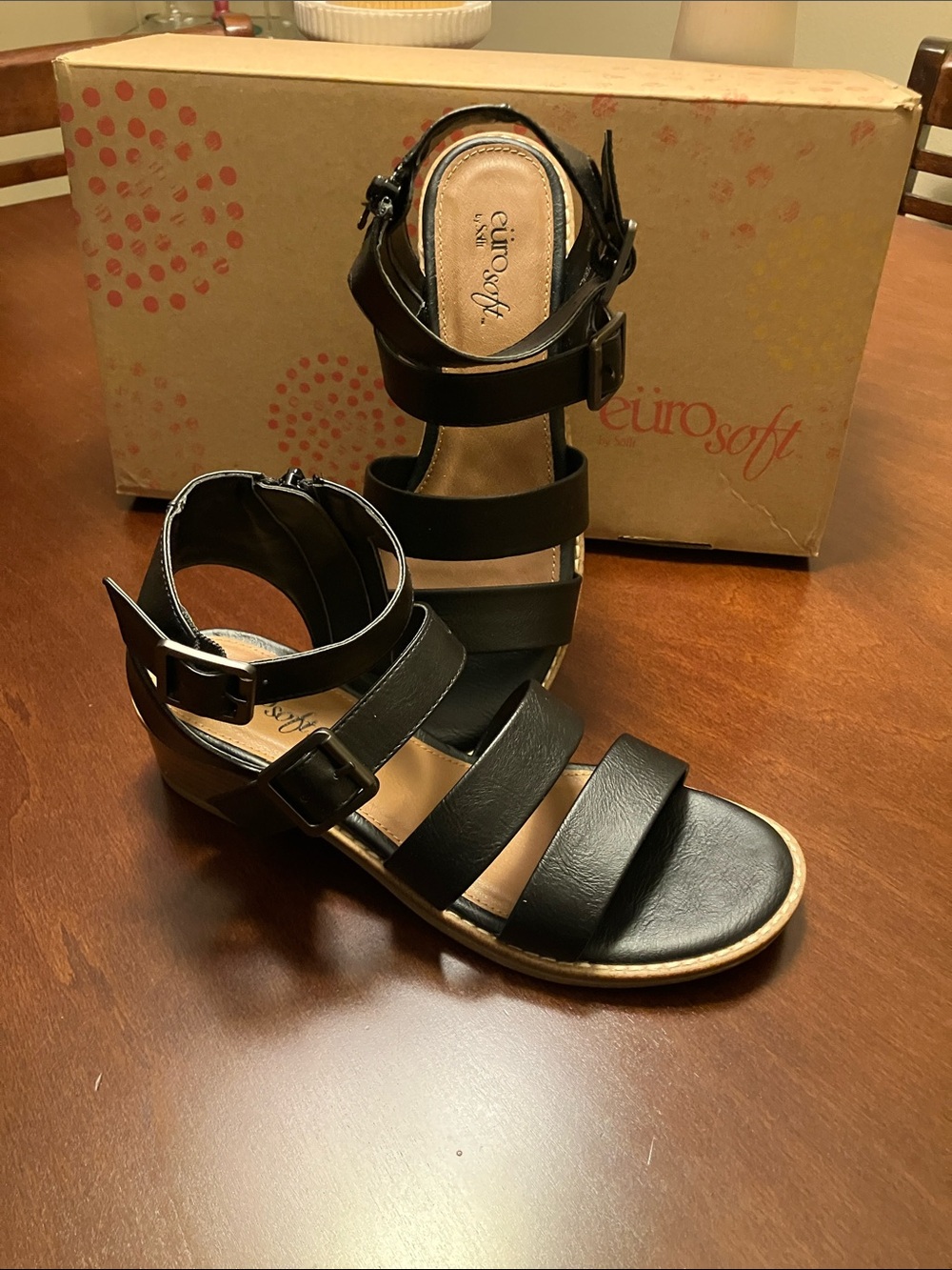 Eurosoft Black Strappy Sandals for Women